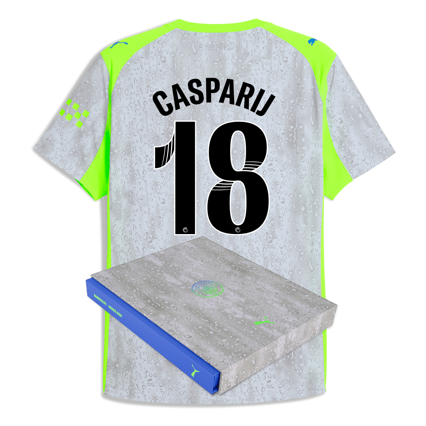 Manchester City Third Authentic Jersey 2025/26 With CASPARIJ 18 Printing in Gift Box