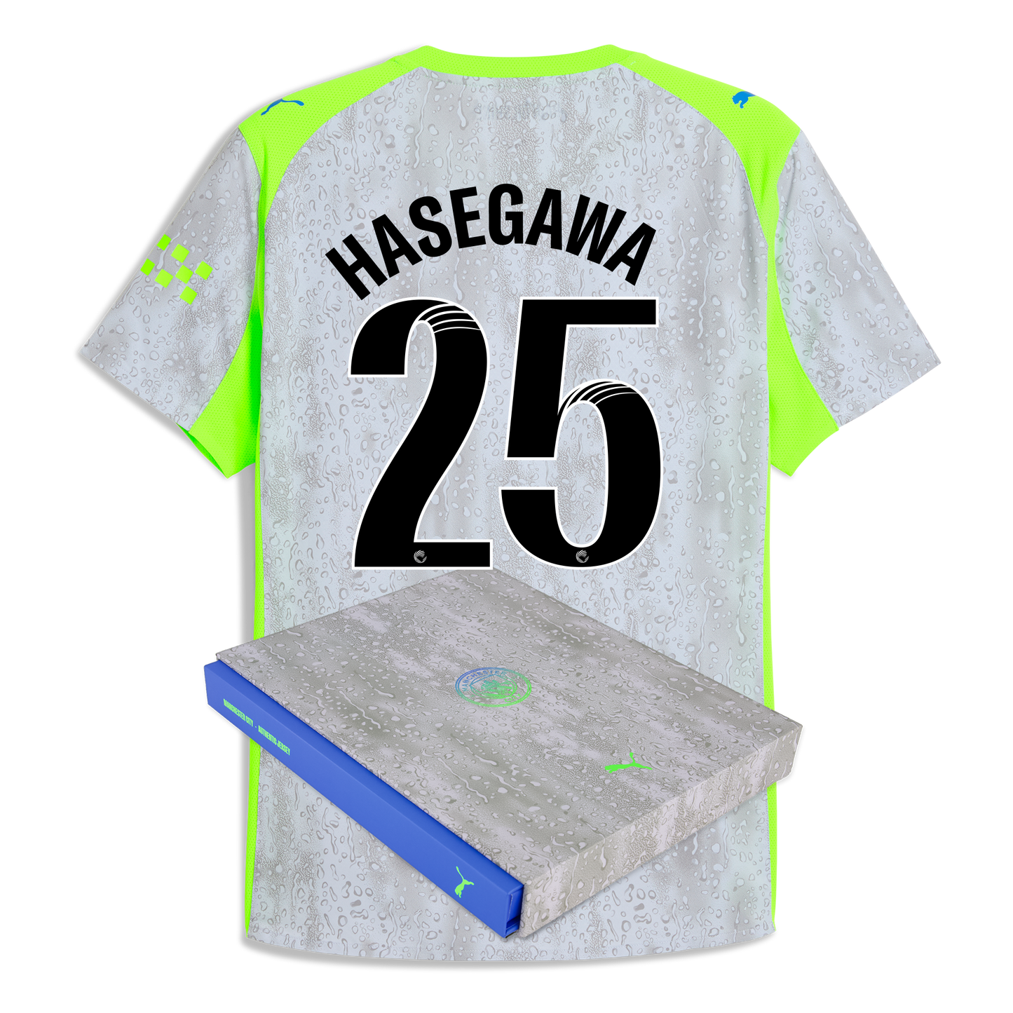Manchester City Third Authentic Jersey 2025/26 With HASEGAWA 25 Printing in Gift Box