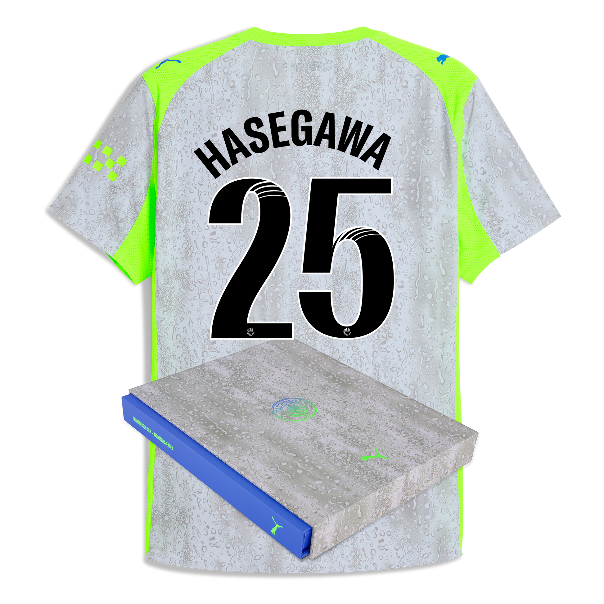 Manchester City Third Authentic Jersey 2025/26 With HASEGAWA 25 Printing in Gift Box