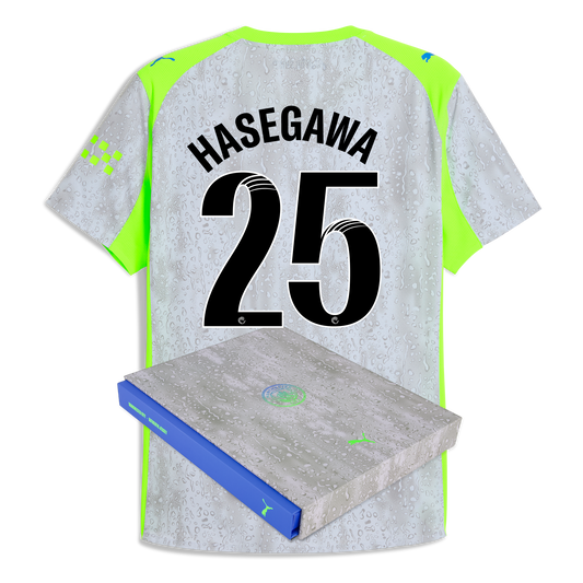 Manchester City Third Authentic Jersey 2025/26 With HASEGAWA 25 Printing in Gift Box