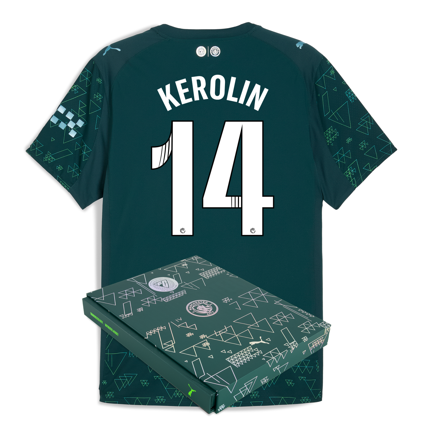 Manchester City EA SPORTS FC Authentic Jersey 2025/26 With KEROLIN 14 Printing in Gift Box