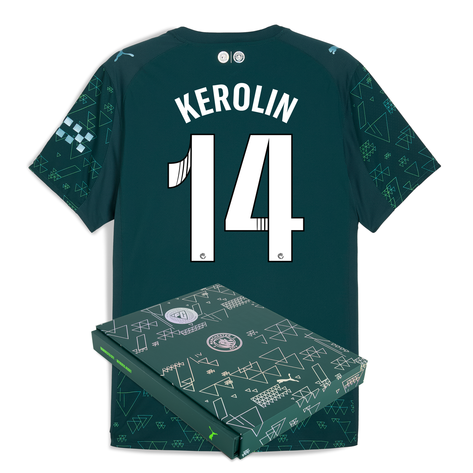 Manchester City EA SPORTS FC Authentic Jersey 2025/26 With KEROLIN 14 Printing in Gift Box