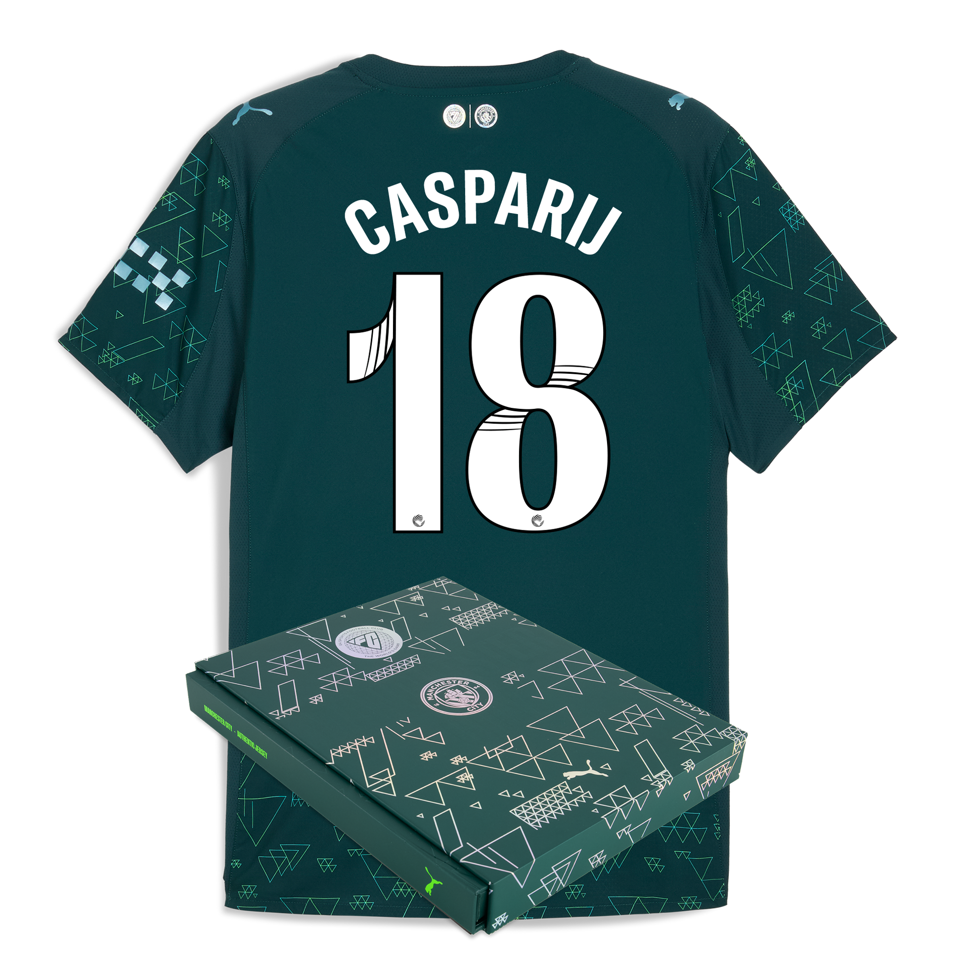 Manchester City EA SPORTS FC Authentic Jersey 2025/26 With CASPARIJ 18 Printing in Gift Box
