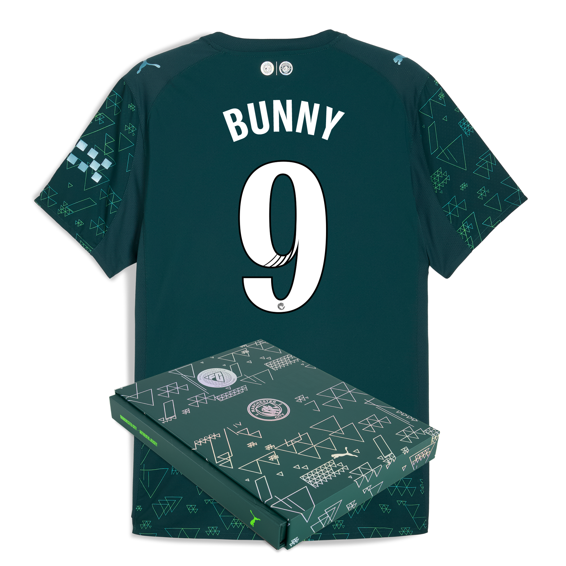 Manchester City EA SPORTS FC Authentic Jersey 2025/26 With BUNNY 9 Printing in Gift Box