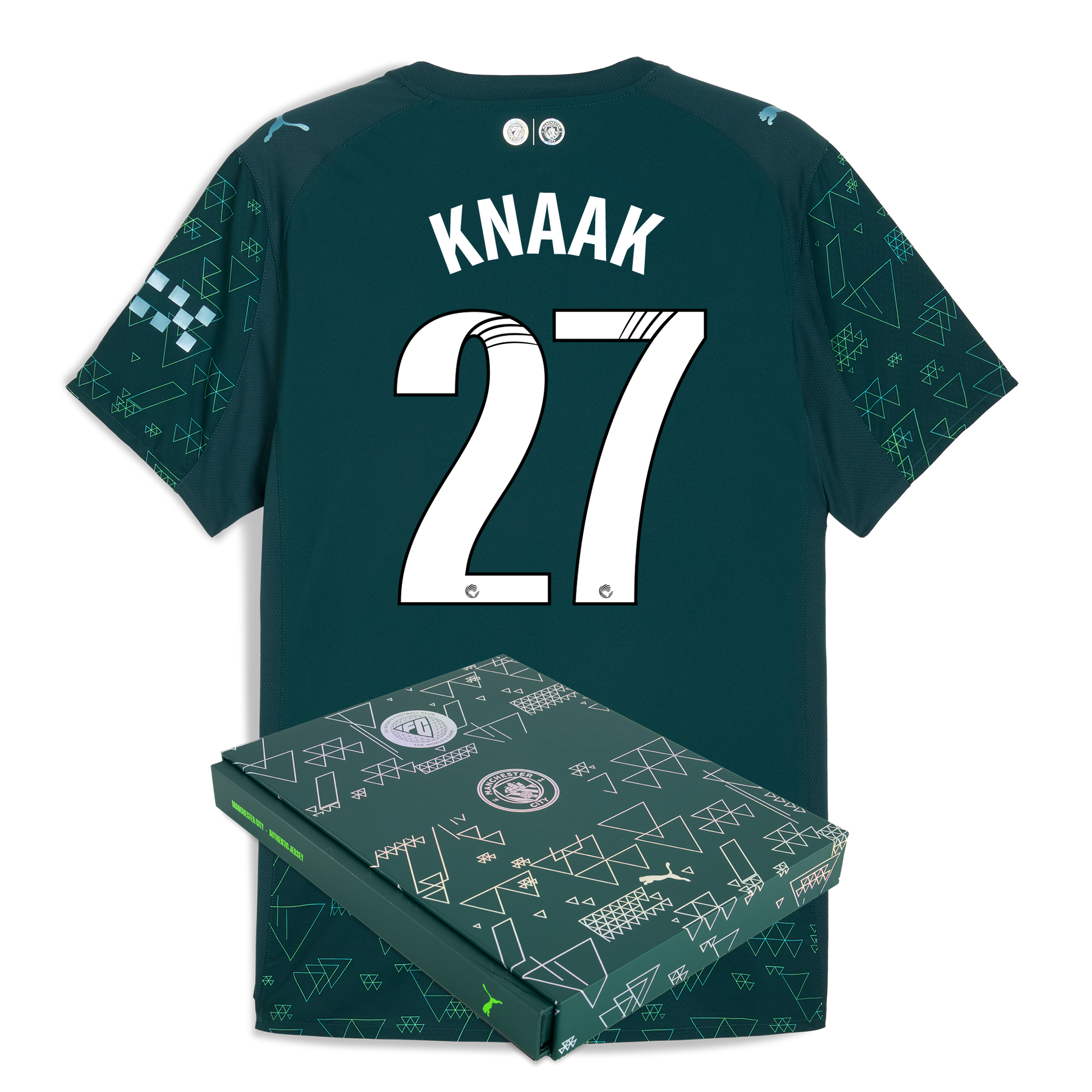Manchester City EA SPORTS FC Authentic Jersey 2025/26 With KNAAK 27 Printing in Gift Box