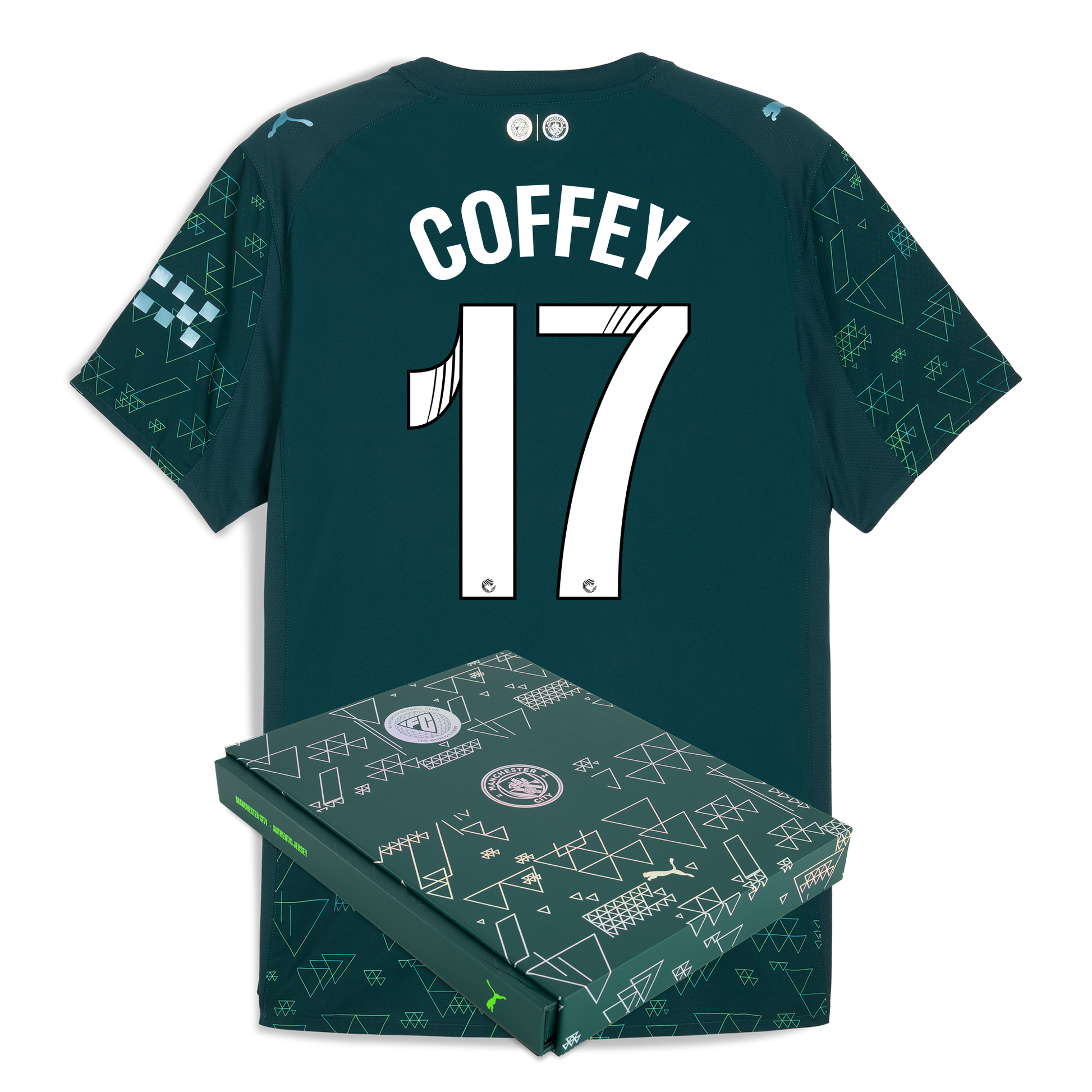 Manchester City EA SPORTS FC Authentic Jersey 2025/26 With COFFEY 17 Printing in Gift Box