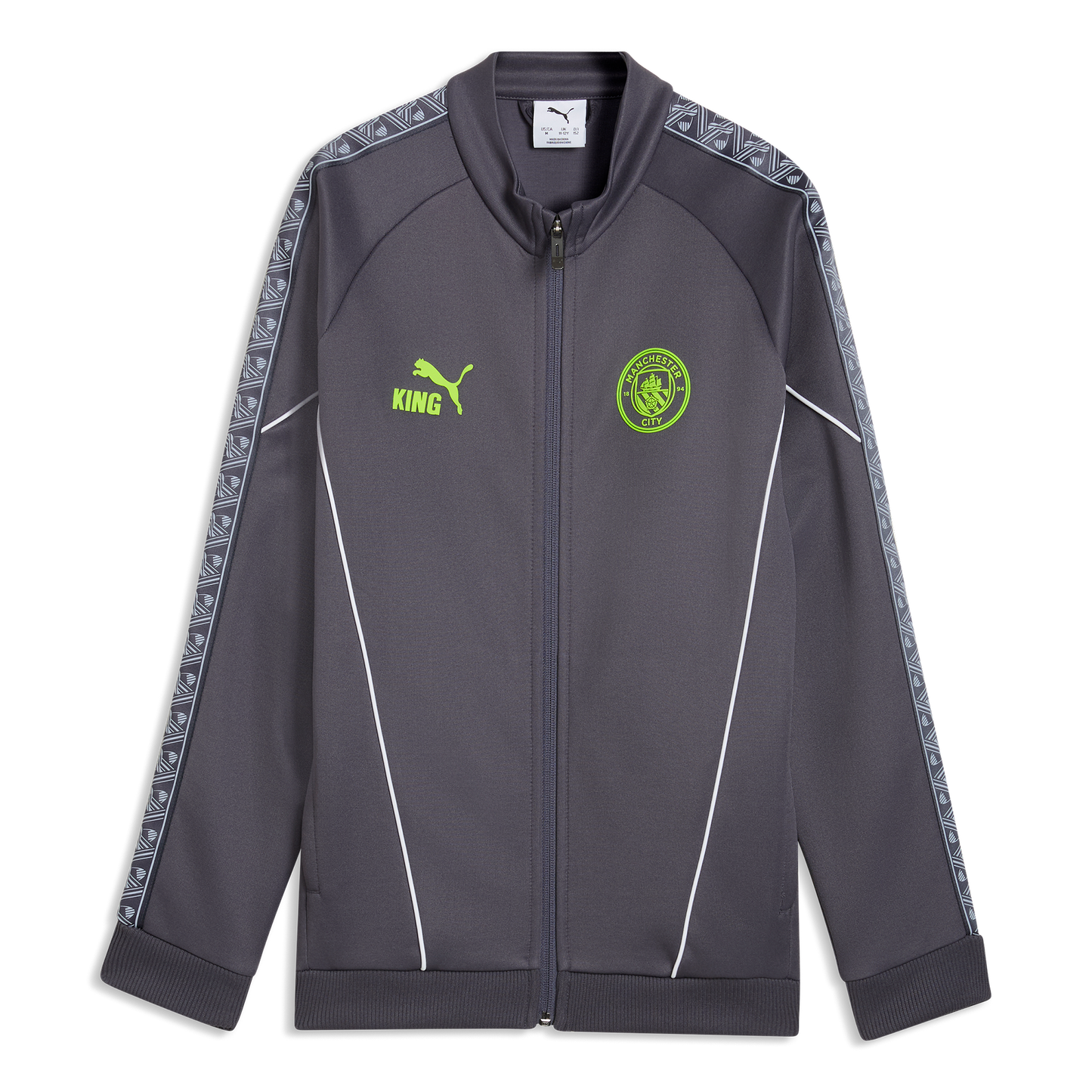 Kids' Manchester City Pre-Match KING Anthem Jacket - Galactic Gray-Pro Green