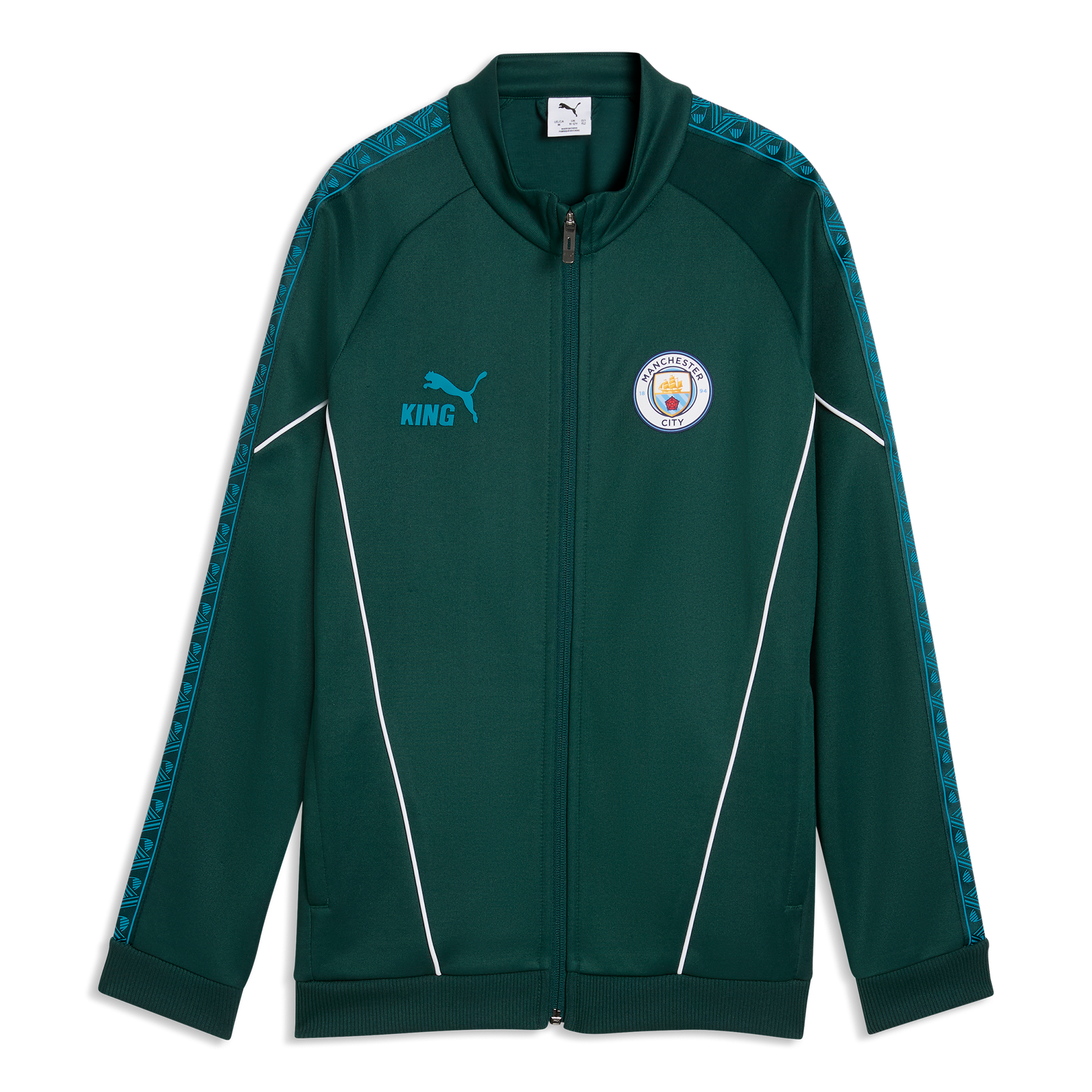 Kids' Manchester City Pre-Match KING Anthem Jacket - Green Terrain-Tropical Blue