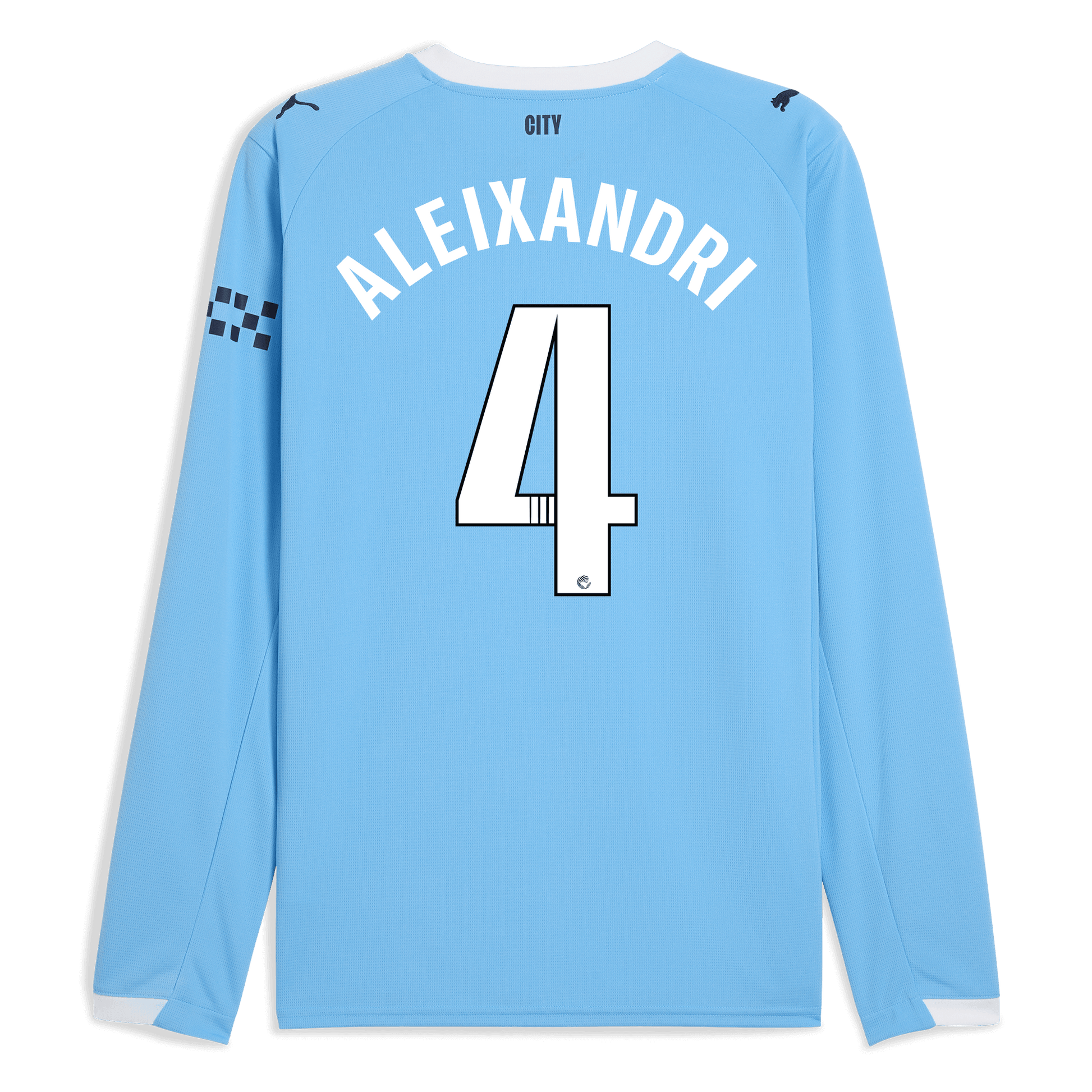 Manchester City Home Jersey 2025/26 Long Sleeve With ALEIXANDRI 4 Printing