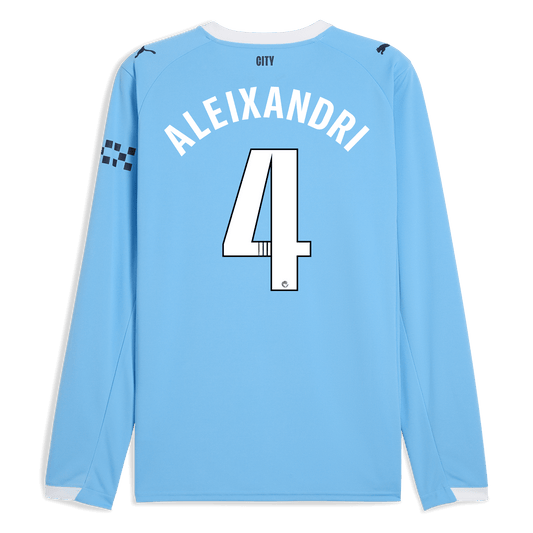 Manchester City Home Jersey 2025/26 Long Sleeve With ALEIXANDRI 4 Printing