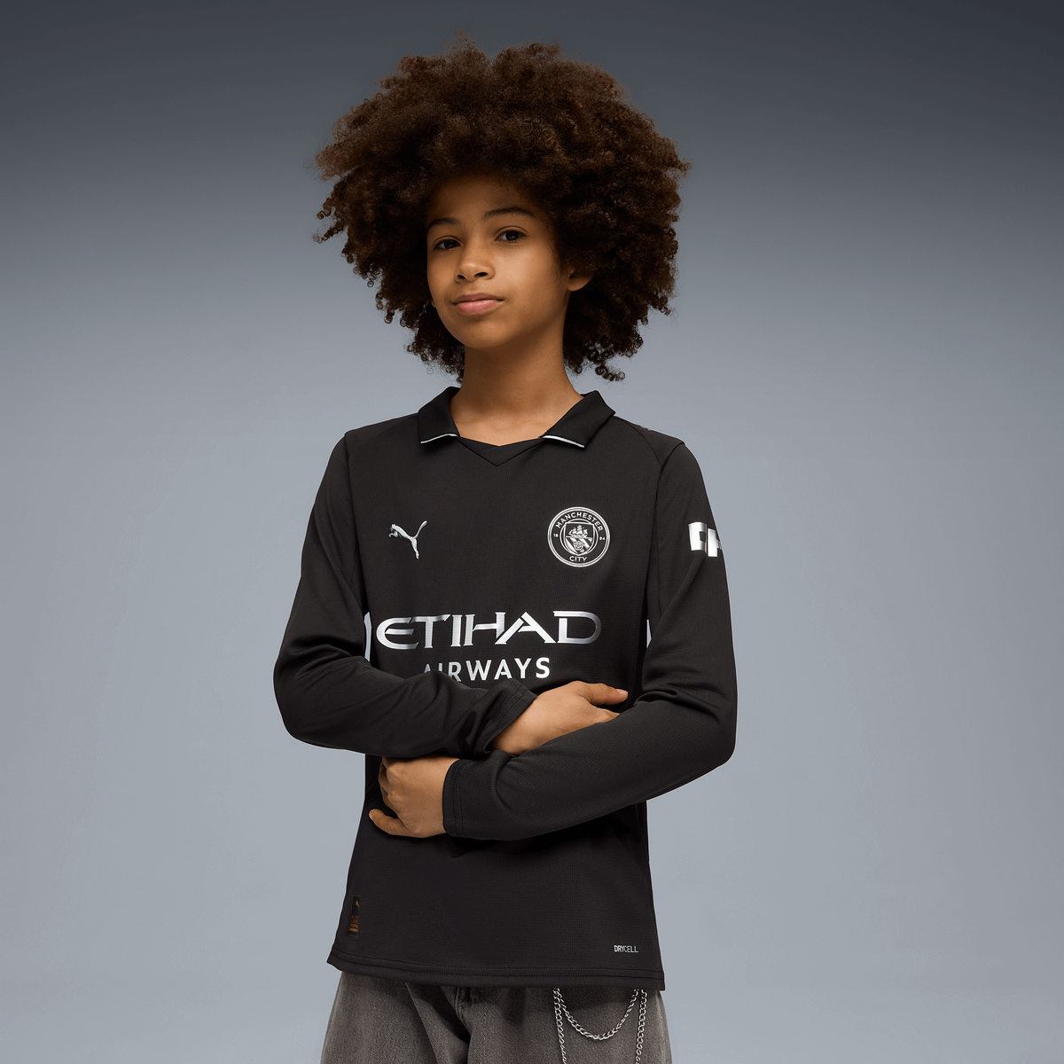 Kids' Manchester City Away Long Sleeve Jersey 2025/26