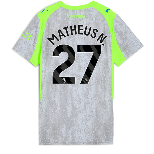 Women's Manchester City Third Jersey 2025/26 With MATHEUS N. 27 Printing - blue