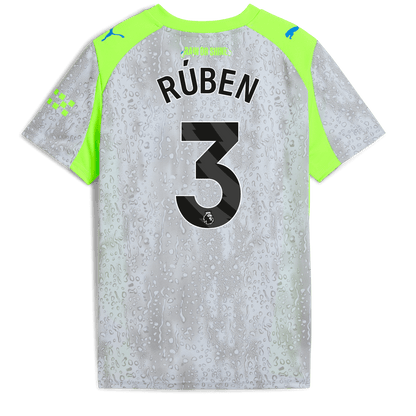 Kids' Manchester City Third Jersey 2025/26 With RÚBEN 3 Printing - blue