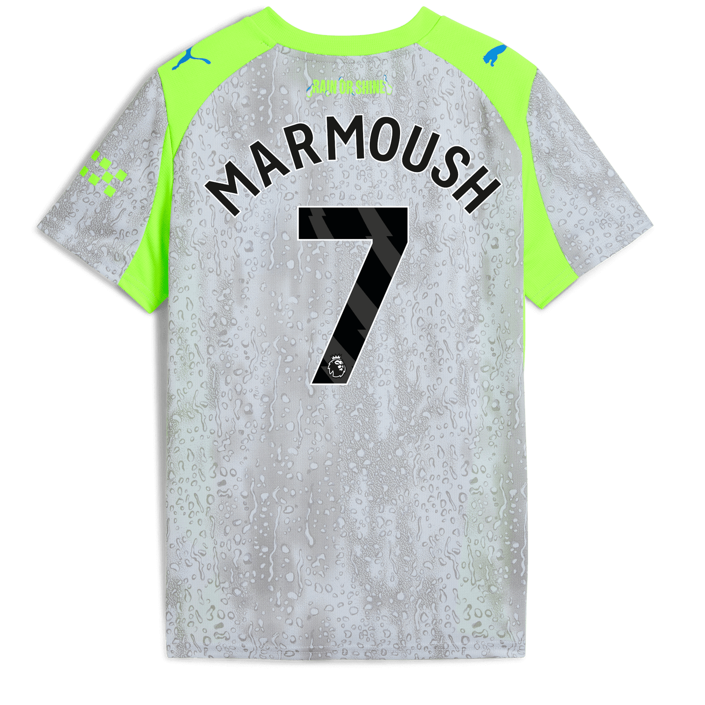 Kids' Manchester City Third Jersey 2025/26 With MARMOUSH 7 Printing - blue