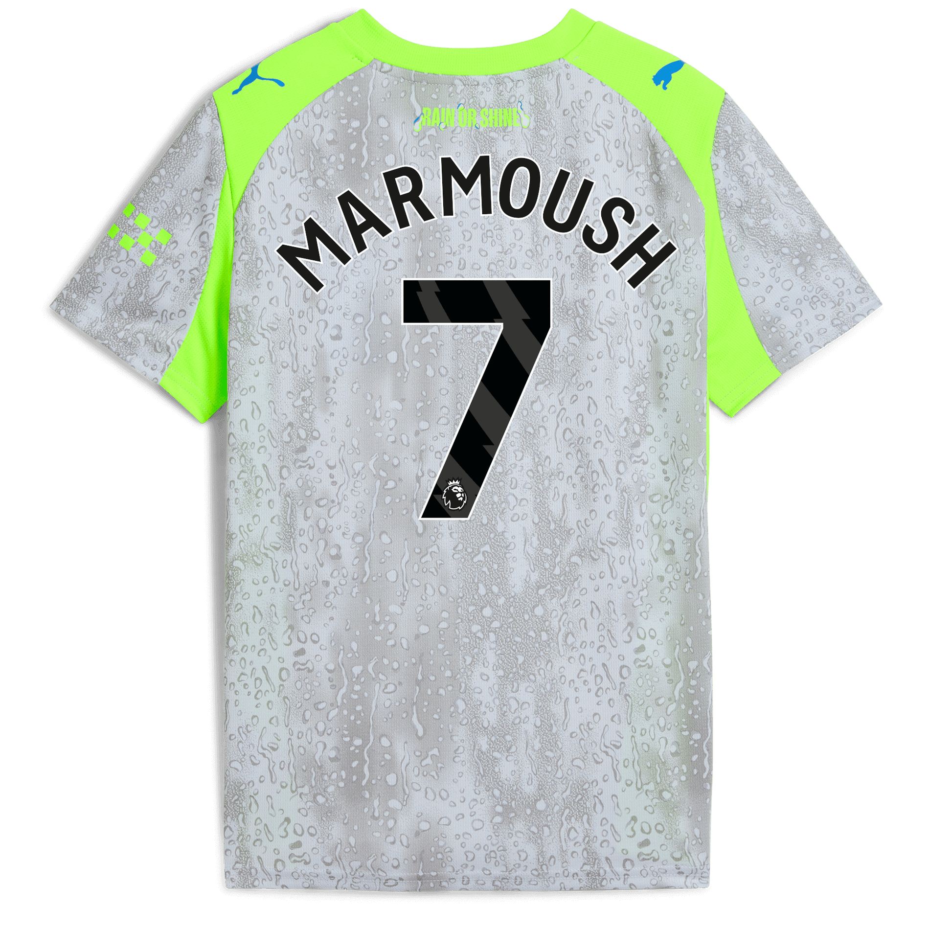 Kids' Manchester City Third Jersey 2025/26 With MARMOUSH 7 Printing - blue