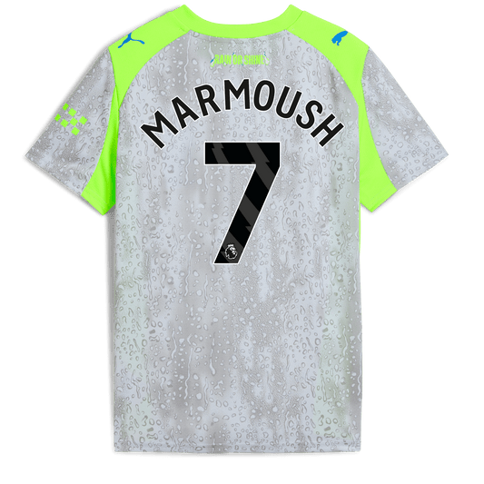 Kids' Manchester City Third Jersey 2025/26 With MARMOUSH 7 Printing - blue