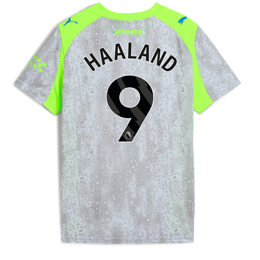 Kids' Manchester City Third Jersey 2025/26 With HAALAND 9 Printing - blue
