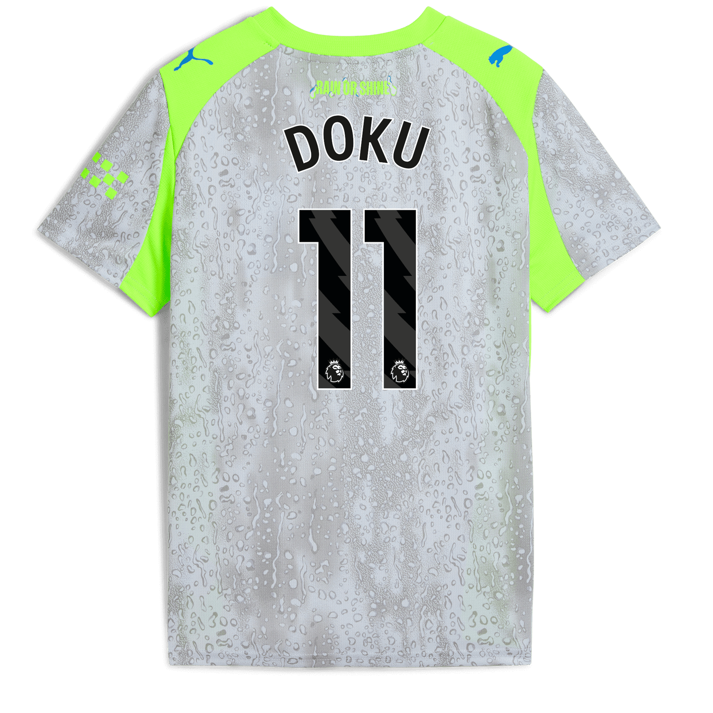 Kids' Manchester City Third Jersey 2025/26 With DOKU 11 Printing - blue