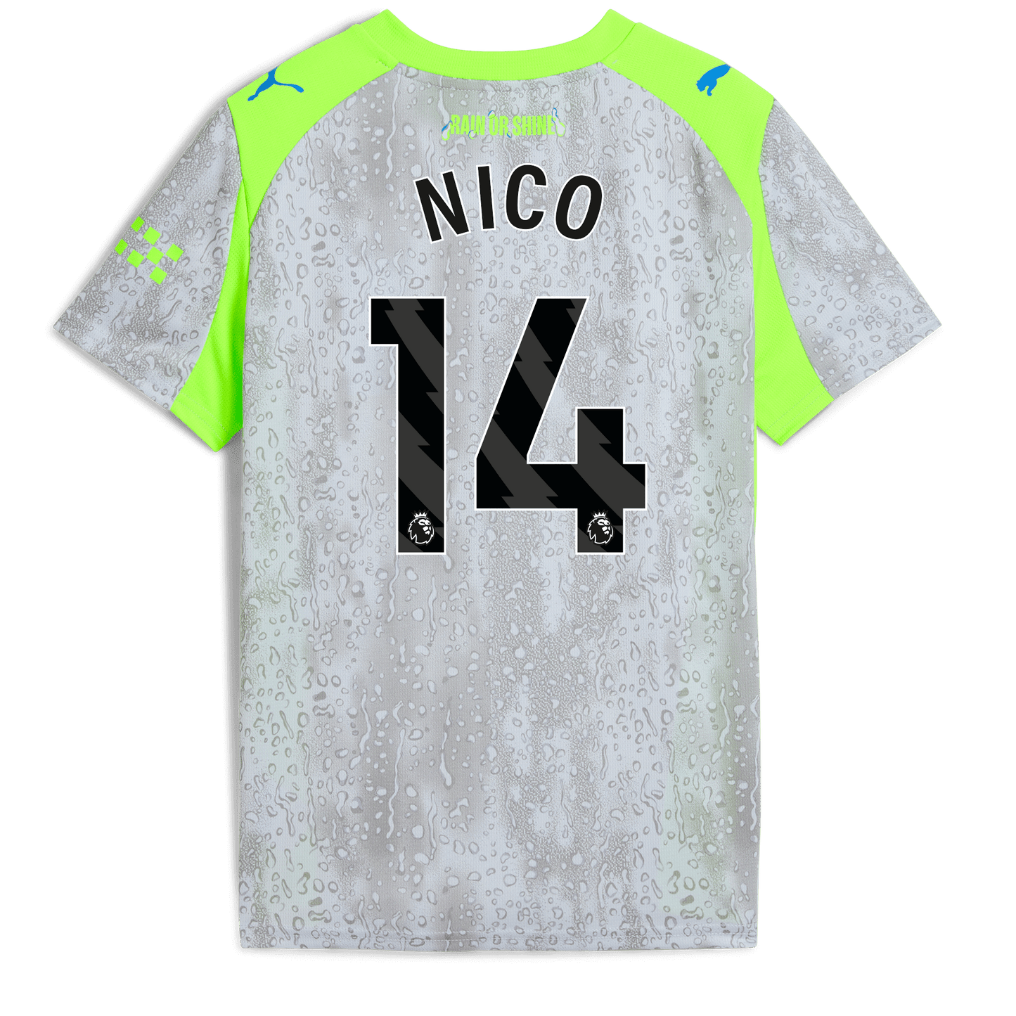 Kids' Manchester City Third Jersey 2025/26 With NICO 14 Printing - blue