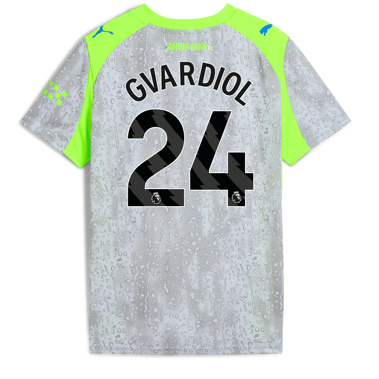Kids' Manchester City Third Jersey 2025/26 With GVARDIOL 24 Printing - blue
