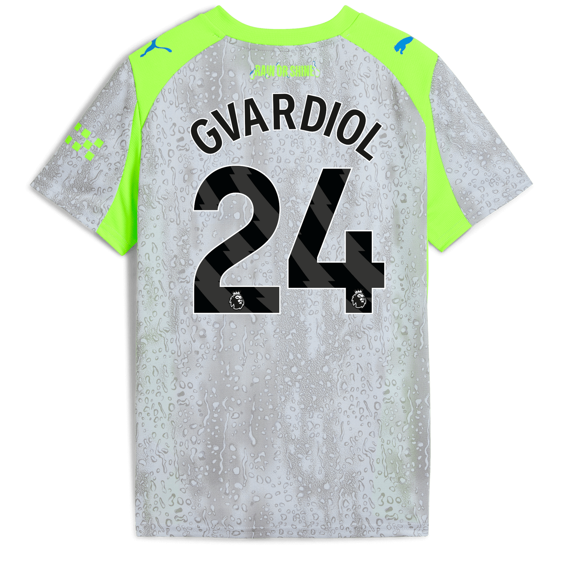 Kids' Manchester City Third Jersey 2025/26 With GVARDIOL 24 Printing - blue