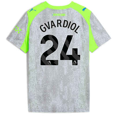 Kids' Manchester City Third Jersey 2025/26 With GVARDIOL 24 Printing - blue