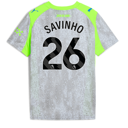Kids' Manchester City Third Jersey 2025/26 With SAVINHO 26 Printing - blue