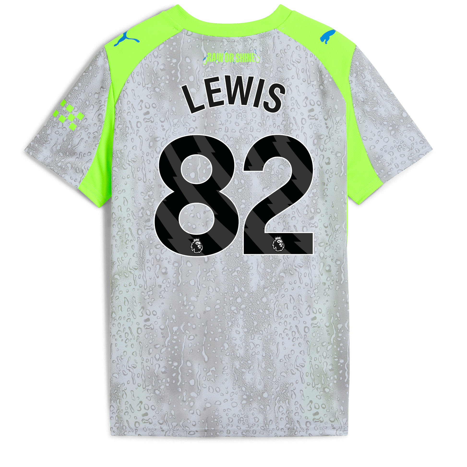 Kids' Manchester City Third Jersey 2025/26 With LEWIS 82 Printing - blue