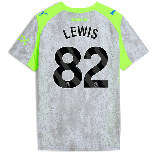 Kids' Manchester City Third Jersey 2025/26 With LEWIS 82 Printing - blue
