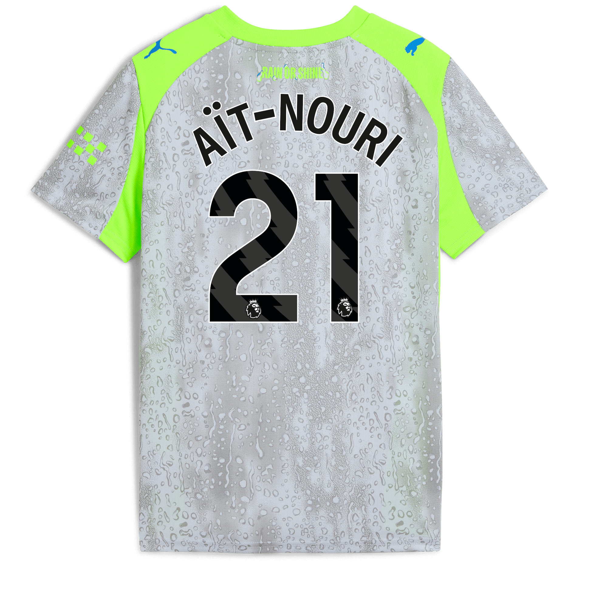 Kids' Manchester City Third Jersey 2025/26 With AÏT-NOURI 21 Printing - blue