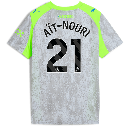 Kids' Manchester City Third Jersey 2025/26 With AÏT-NOURI 21 Printing - blue