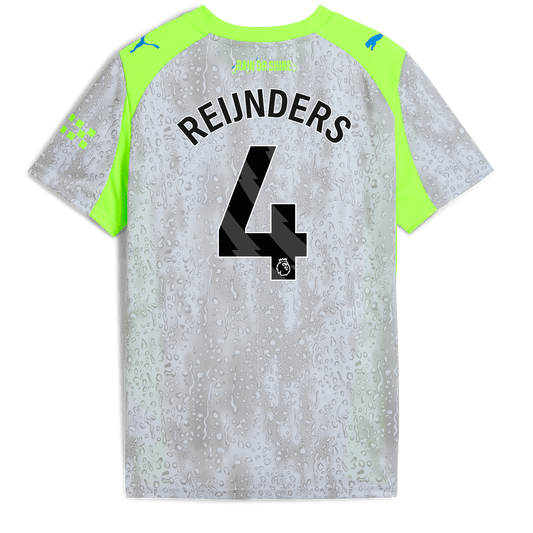 Kids' Manchester City Third Jersey 2025/26 With REIJNDERS 4 Printing - blue