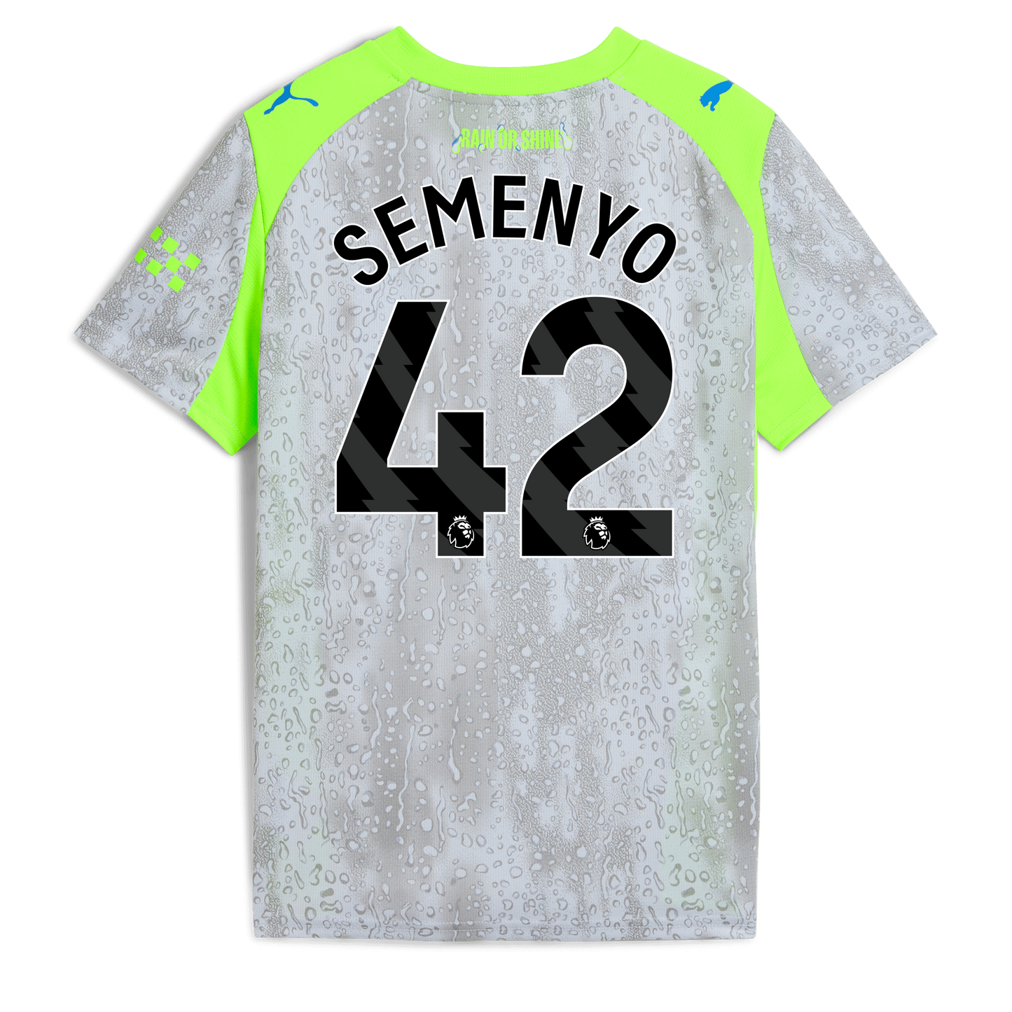 Kids' Manchester City Third Jersey 2025/26 With SEMENYO 42 Printing - blue