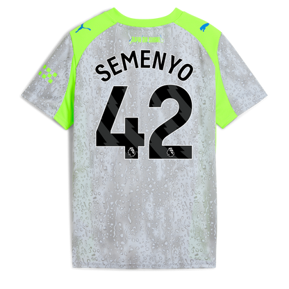 Kids' Manchester City Third Jersey 2025/26 With SEMENYO 42 Printing - blue