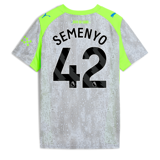 Kids' Manchester City Third Jersey 2025/26 With SEMENYO 42 Printing - blue