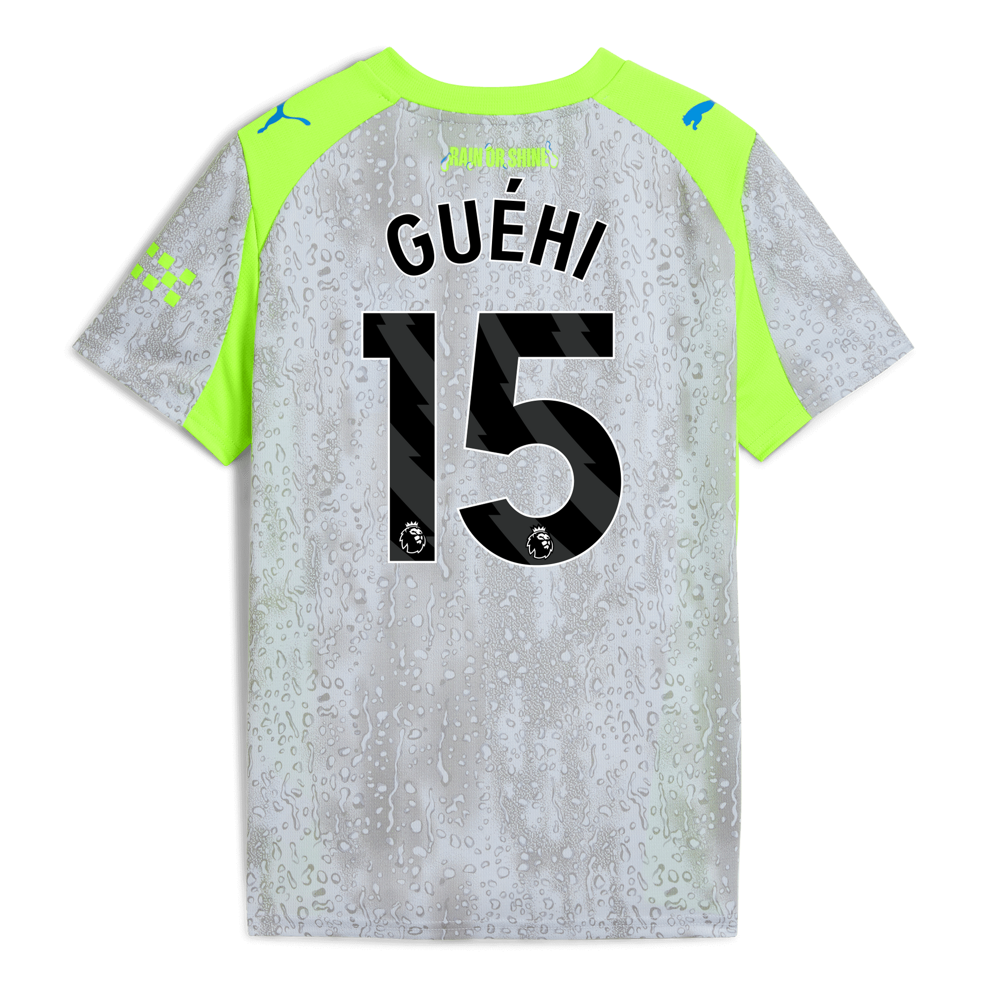 Kids' Manchester City Third Jersey 2025/26 With GUÉHI 15 Printing - blue