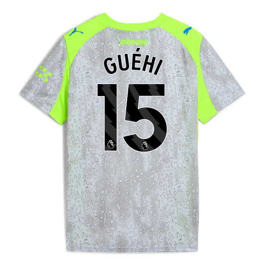 Kids' Manchester City Third Jersey 2025/26 With GUÉHI 15 Printing - blue