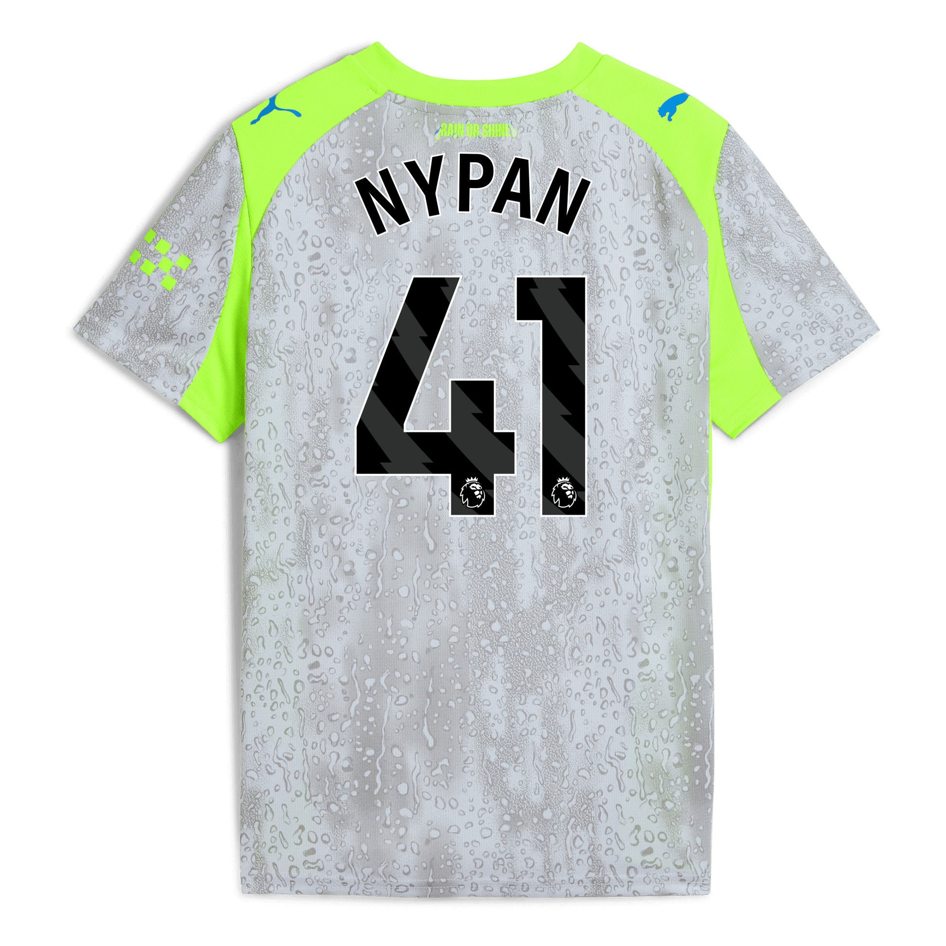 Kids' Manchester City Third Jersey 2025/26 With NYPAN 41 Printing - blue