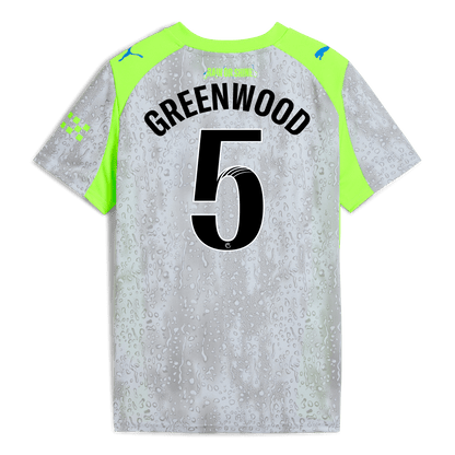 Kids' Manchester City Third Jersey 2025/26 With GREENWOOD 5 Printing