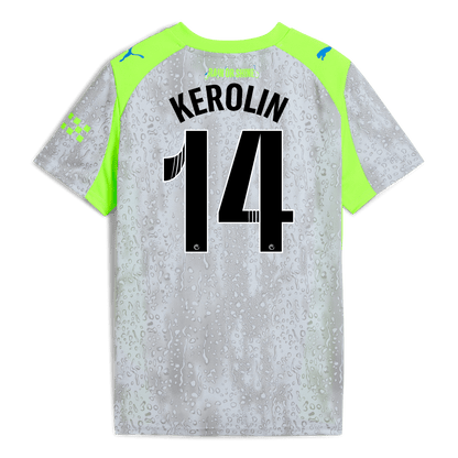 Kids' Manchester City Third Jersey 2025/26 With KEROLIN 14 Printing