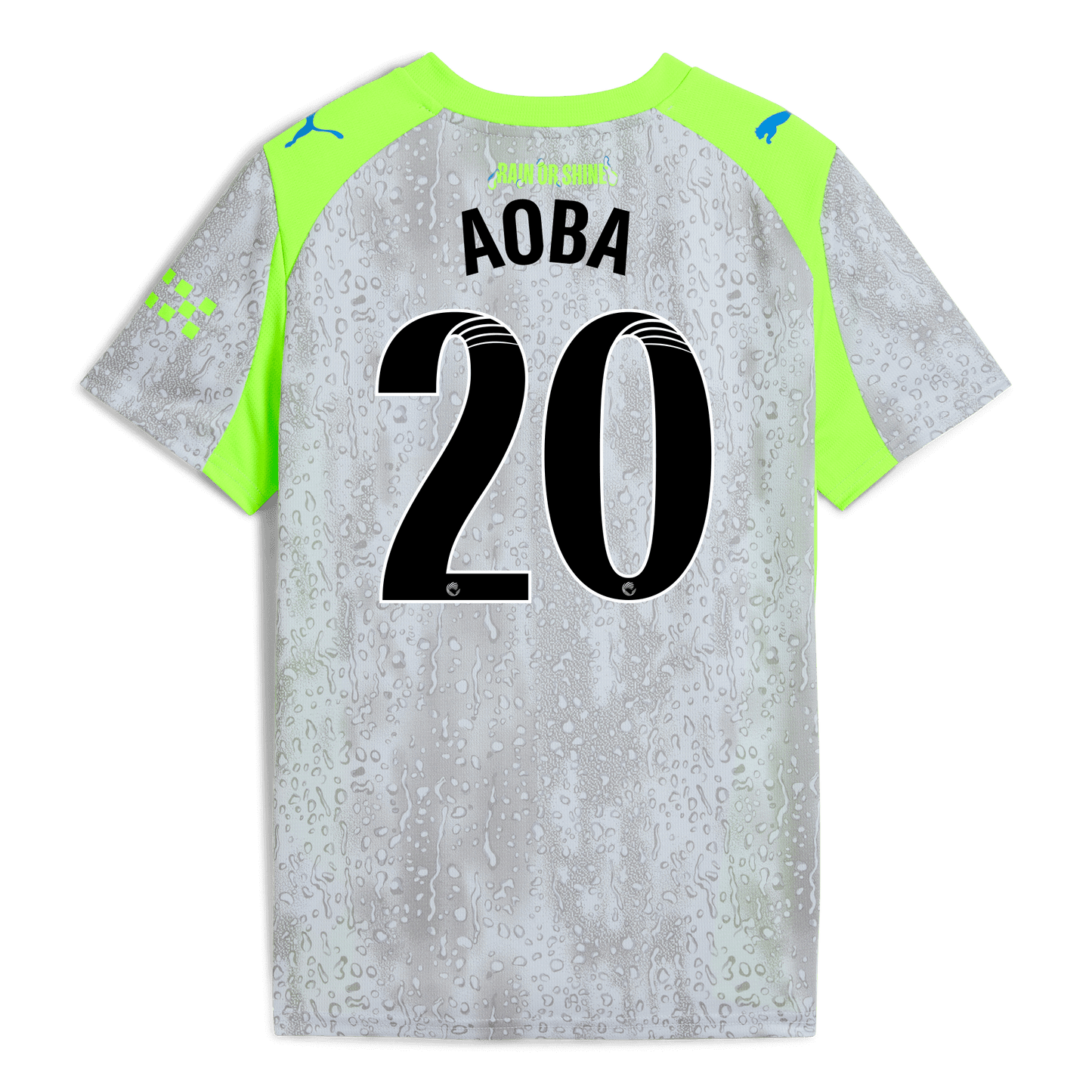 Kids' Manchester City Third Jersey 2025/26 With AOBA 20 Printing