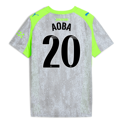 Kids' Manchester City Third Jersey 2025/26 With AOBA 20 Printing