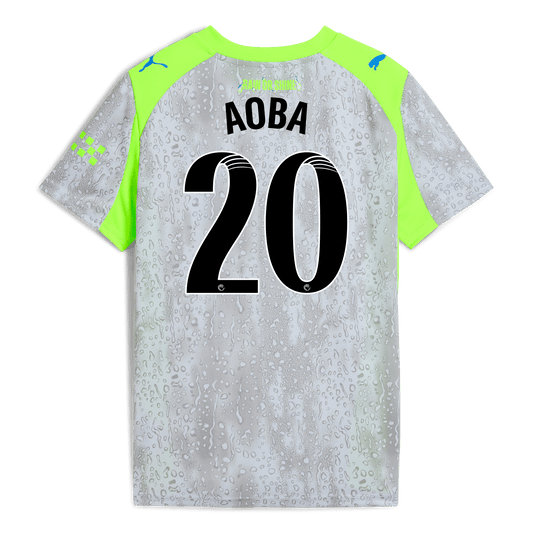 Kids' Manchester City Third Jersey 2025/26 With AOBA 20 Printing
