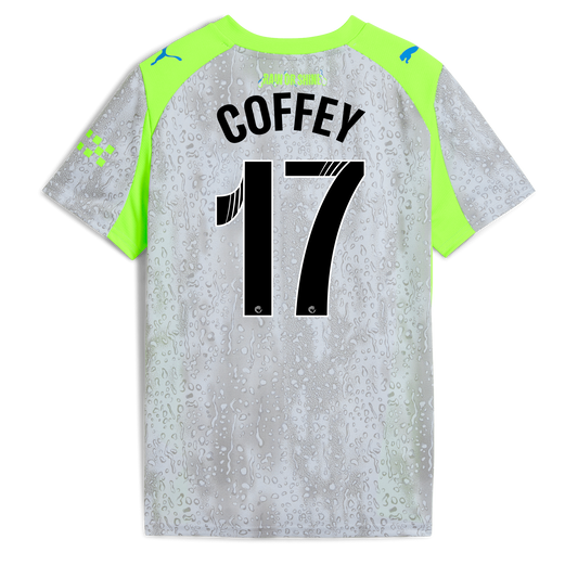 Kids' Manchester City Third Jersey 2025/26 With COFFEY 17 Printing