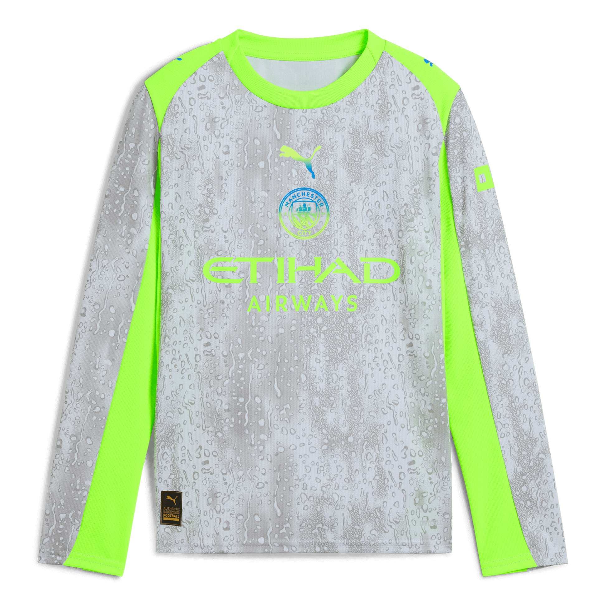 Kids' Manchester City Third Jersey 2025/26 Long Sleeve With AOBA 20 Printing