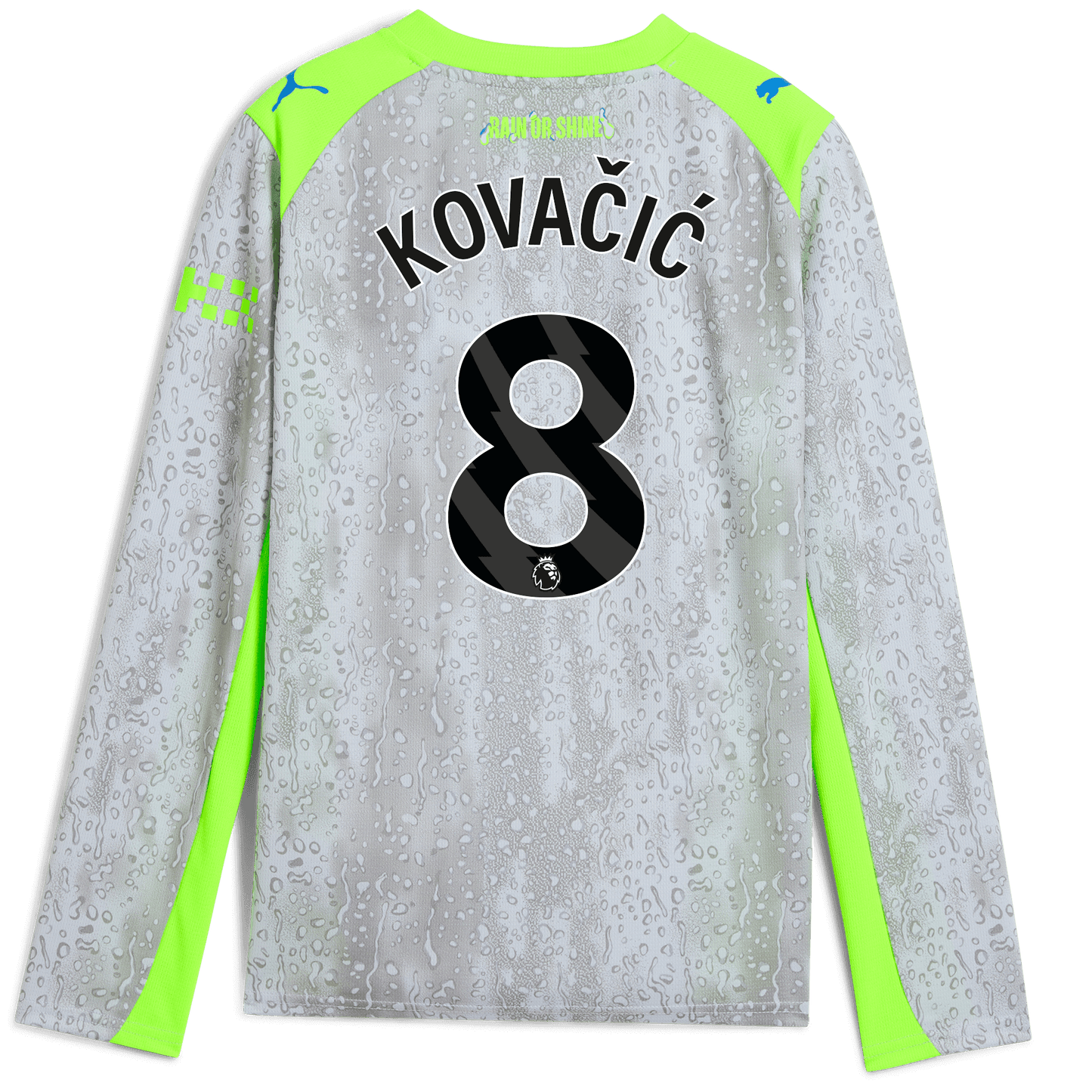 Kids' Manchester City Third Jersey 2025/26 Long Sleeve With KOVAČIĆ 8 Printing - blue
