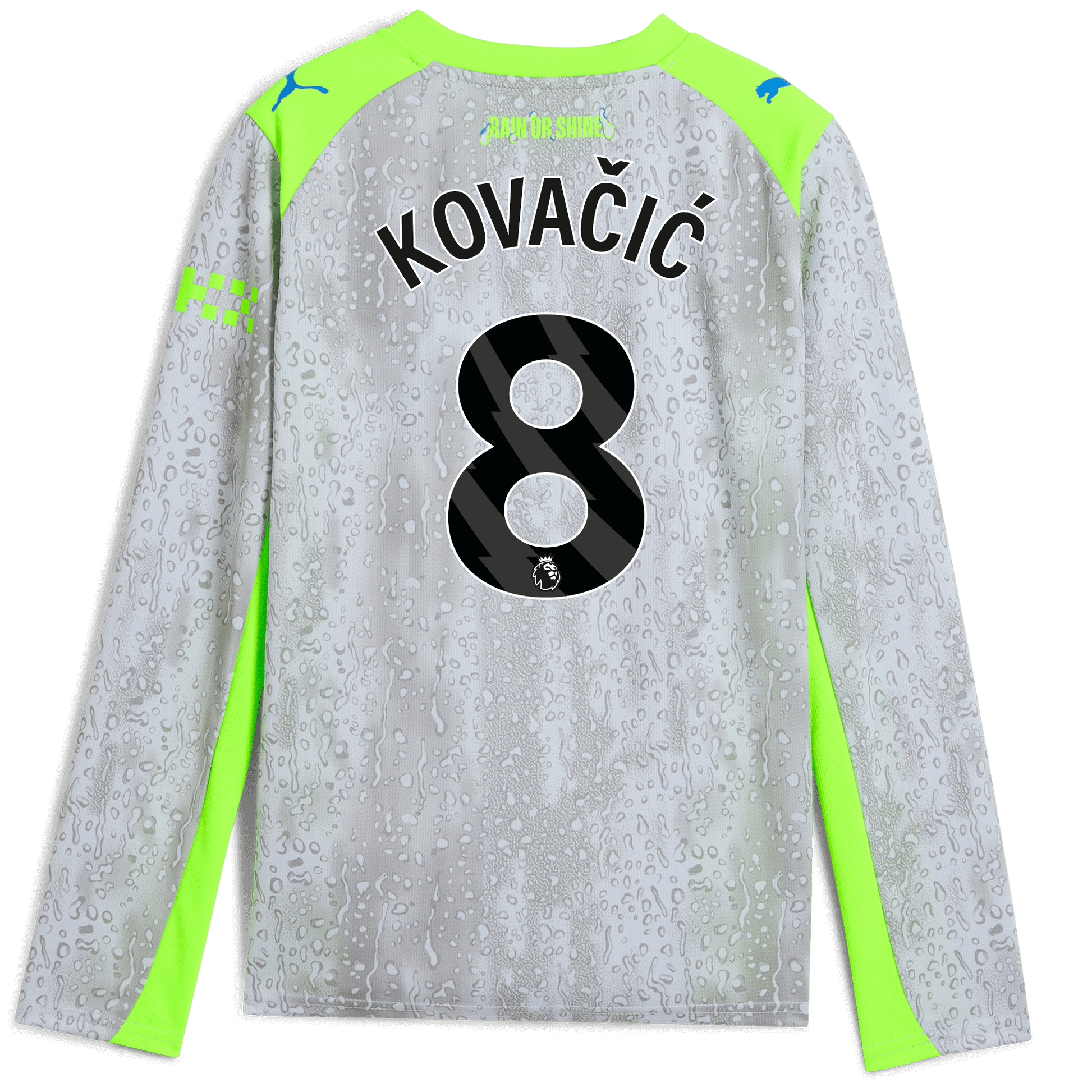 Kids' Manchester City Third Jersey 2025/26 Long Sleeve With KOVAČIĆ 8 Printing - blue