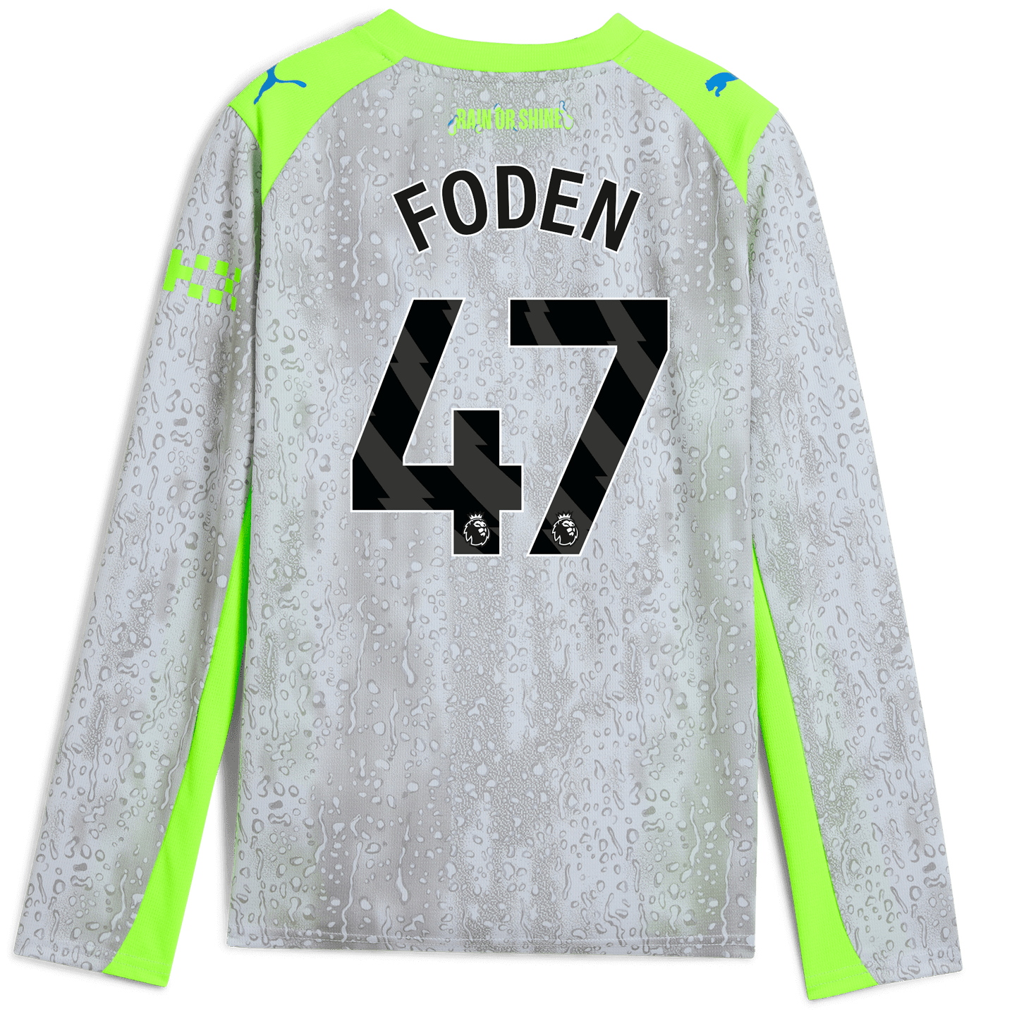 Kids' Manchester City Third Jersey 2025/26 Long Sleeve With FODEN 47 Printing - blue