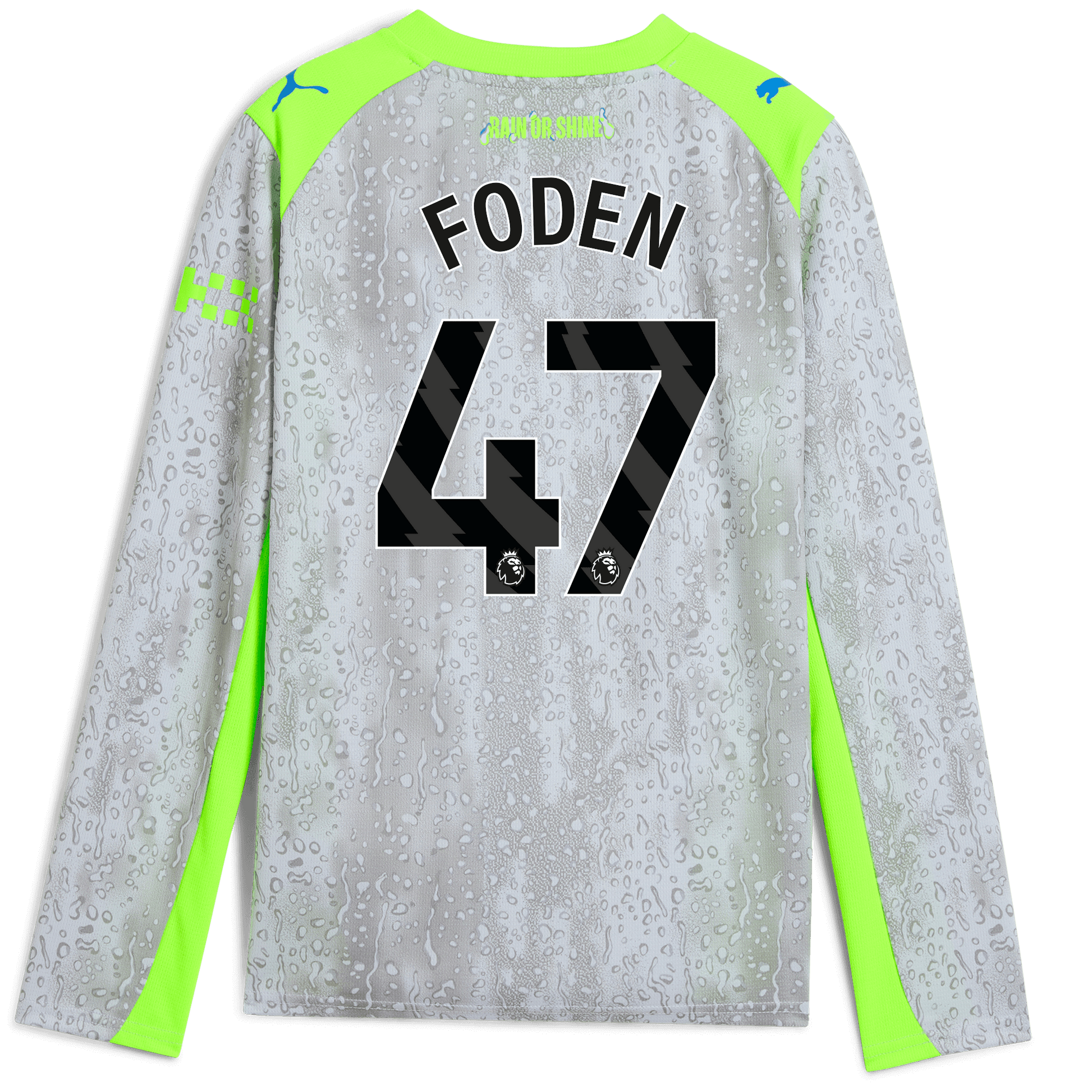 Kids' Manchester City Third Jersey 2025/26 Long Sleeve With FODEN 47 Printing - blue
