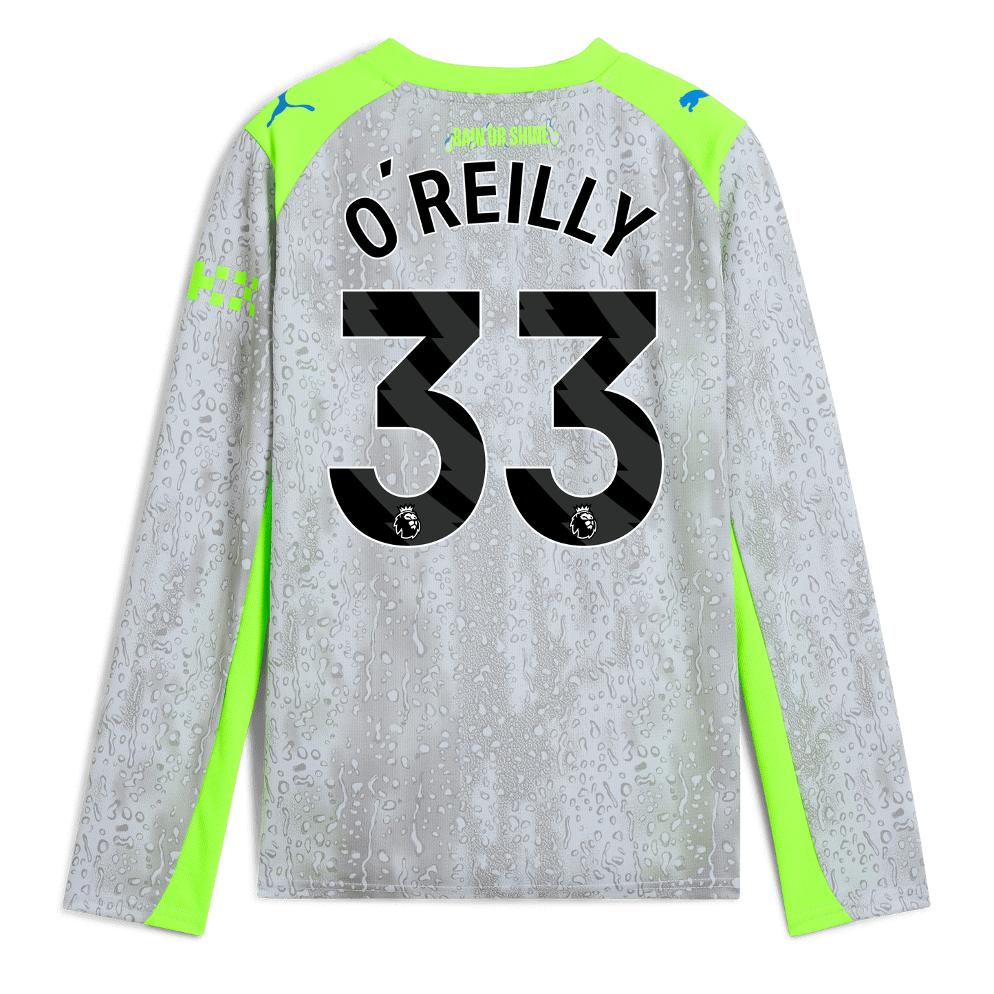 Kids' Manchester City Third Jersey 2025/26 Long Sleeve With O'REILLY 33 Printing - blue